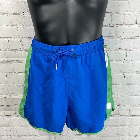 NWOT Native Youth Royal Blue / Green Swim Trunks - Picture 1 of 7